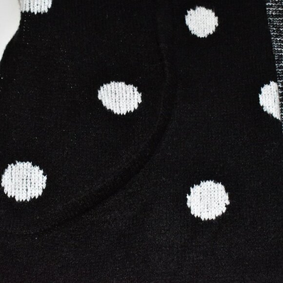 Verve Ami Long Sleeve Open Front Cardigan Sweater Black White Polka Dots Size S - Picture 6 of 12